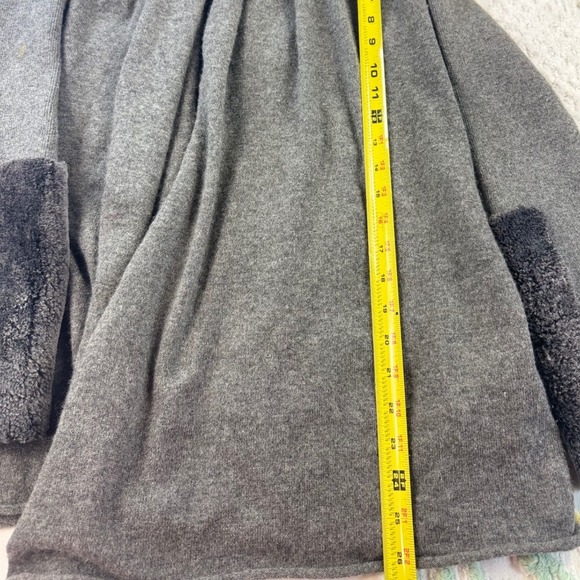 Club Monaco Cashmere Gray Open Front Cardigan Faux Fur Trim XS/S - Picture 3 of 11